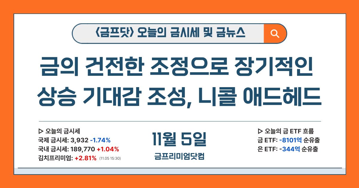 [금프닷] 오늘의 시황 및 금 뉴스_11월 5일