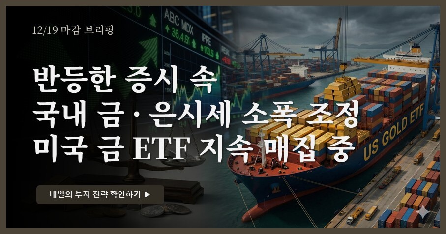 [12/19 장마감] 증시 반등 속 금 소폭 조정