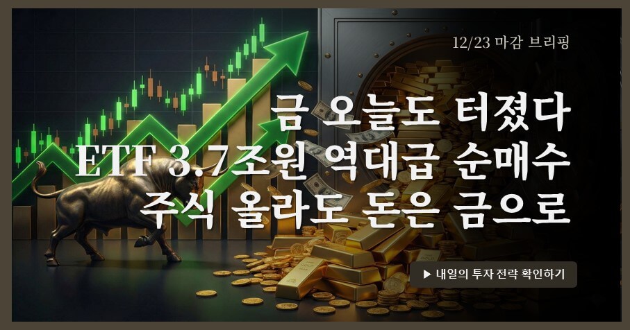 [12/23 장마감] KRX 금현물 21.5만 급등, 금·은 ETF 3.7조 역대급 유입