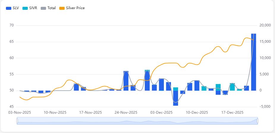 미국 은 ETF 순유입 차트