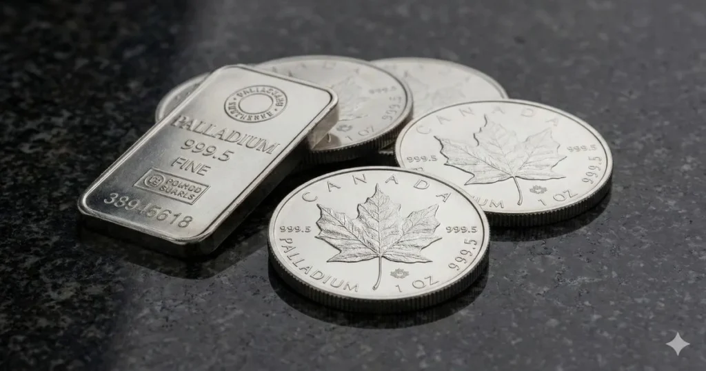 パラジウム価格プレミアムを象徴するパラジウムコインのイメージ